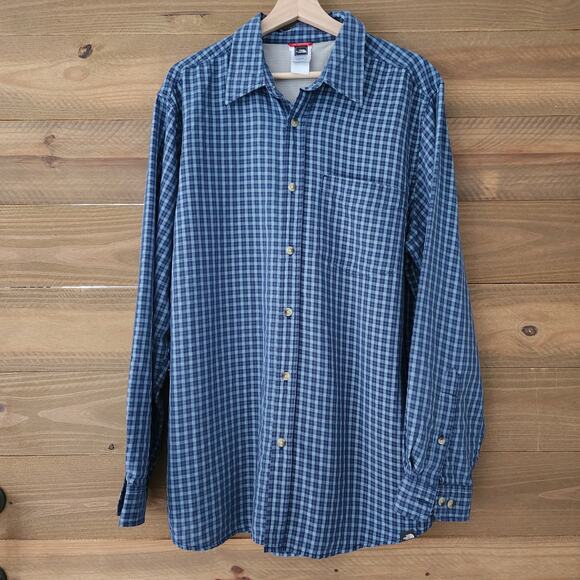 The North Face blue plaid long sleeve button front‎ shirt mens size XL - Picture 1 of 6